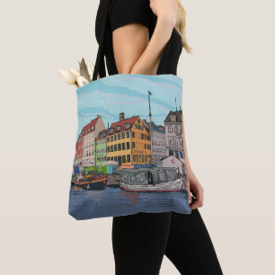 Nyhavn Copenhagen Denmark Whimsical Lustration Tasche