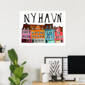NYHAVN Copenhagen Watercolor Art Travel Poster (Heimbüro)