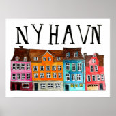 NYHAVN Copenhagen Watercolor Art Travel Poster (Vorne)