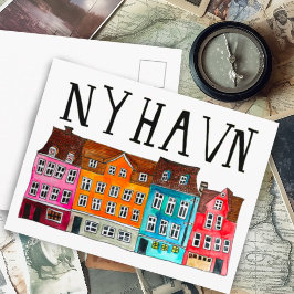 NYHAVN Copenhagen Watercolor Art Travel Postkarte