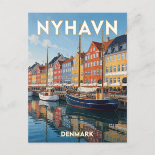 Nyhavn Dänemark Farbige Kopenhagener Uferpromenade Postkarte