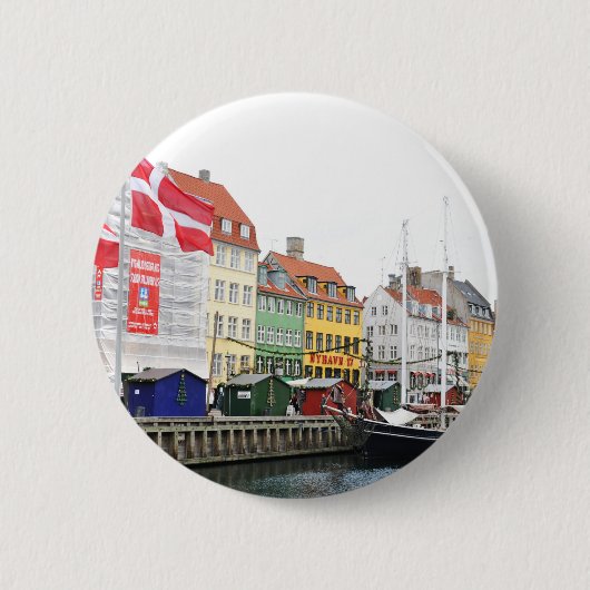 Nyhavn Kanal in Kopenhagen, Danmark Button (Vorderseite)