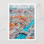 Nyhavn Kobenhavn Dänemark Travel Place Watercolor Postkarte (Vorderseite)