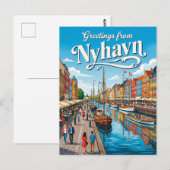 Nyhavn-Wasserfront Dänemark Postkarte (Vorne/Hinten)