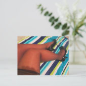 Nylon-Oberschenkel in Shiny Pumps Schuhe Postkarte (Stehend Vorderseite)