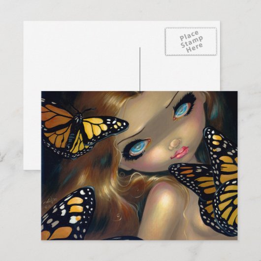 "Nymph mit Monarchen" Postkarte (Vorne/Hinten)