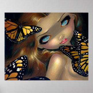 Nymph mit Monarchs ART PRINT Schmetterlingsmärchen Poster