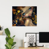 Nymph mit Monarchs ART PRINT Schmetterlingsmärchen Poster (Heimbüro)