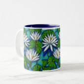 Nymphaea-blaue Kaffee-Tasse Zweifarbige Tasse (Vorderseite Links)