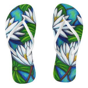 Nymphaea Blue Custom Adult, Slim Riemen Badesandalen