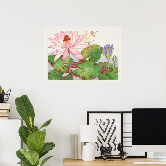 Nymphaea Lotus #1, Pink, Lily Pad, Tanigami Konan, Poster (Heimbüro)