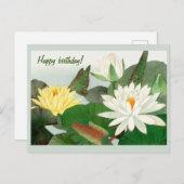Nymphaea lotus, Glücklicher Geburtstag Postkarte (Vorne/Hinten)