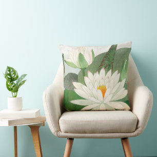 Nymphaea lotus, japanischer Holzschnitt, 1917 Kissen
