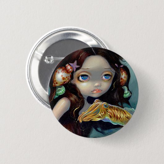 "Nymphe mit ein Kopffüßer-" Knopf Button (Vorne & Hinten)