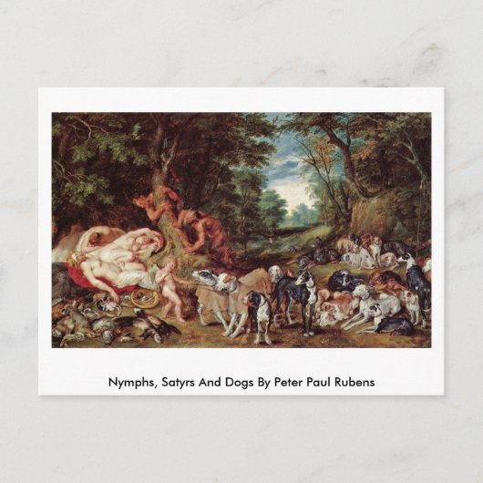 Nymphen, Satyrs und Hunde von Peter Paul Rubens Postkarte (Vorderseite)