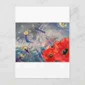 Nymphen und Dragonfly Wasserfarbenmalerei Postkarte (Vorderseite)