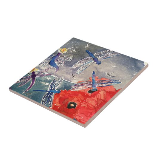 Nymphen und Libellen-Aquarell-Malerei Fliese (Seite)