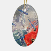 Nymphen und Libellen-Aquarell-Malerei Keramikornament (Links)