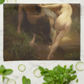 Nymphen und Satyr von William-Adolphe Bouguereau Geschirrtuch (Gefaltet)