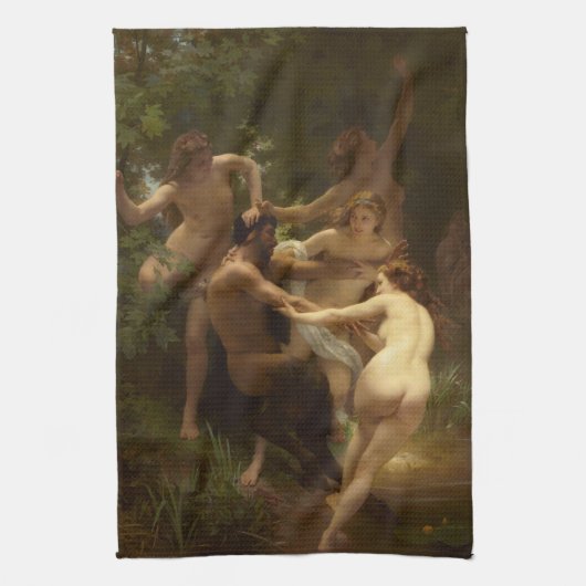 Nymphen und Satyr von William-Adolphe Bouguereau Geschirrtuch (Vertikal)