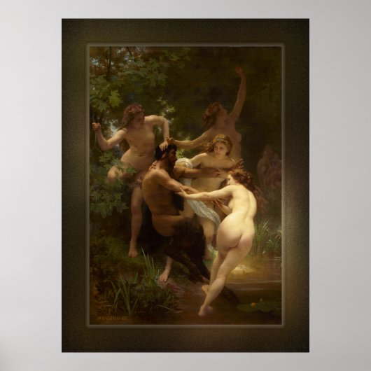 Nymphen und Satyr von William-Adolphe Bouguereau Poster (Vorne)
