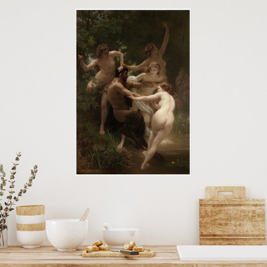 Nymphen und Satyr William-Adolphe Bouguereau Poster (Küche)