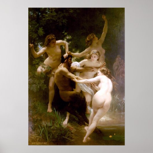 Nymphen und Satyr, William-Adolphe Bouguereau Poster (Vorne)