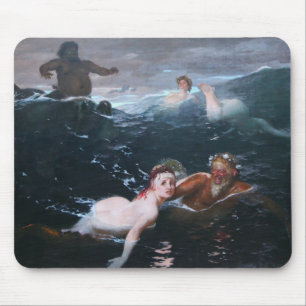 Nymphen und Satyren spielen in den Wellen Mousepad