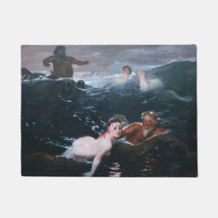 Nymphen und Satyrs Schwimmen in den Wellen Fußmatte