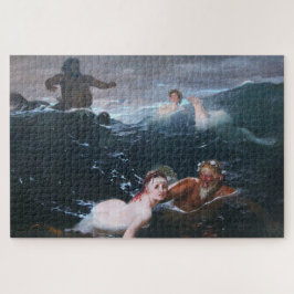 Nymphen und Satyrs Schwimmen in den Wellen Puzzle
