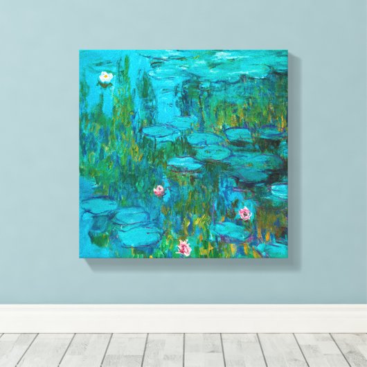 Nymphen von Monet, impressionistisches Originalgem Leinwanddruck (Insitu (Holzboden))