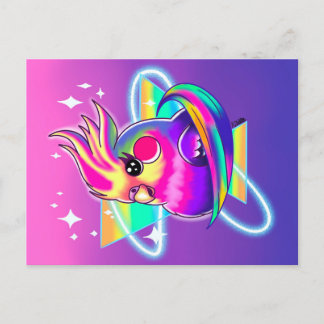 Nymphensittich-Neon-Postkarte Postkarte