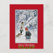 Nystrom - Kinder im Schnee, 1910, Weihnachten Postkarte (Vorderseite)