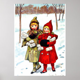 Nystrom - Kinder im Schnee (1), feine Kunst Poster