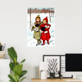 Nystrom - Kinder im Schnee (1), Kunst Poster (Heimbüro)