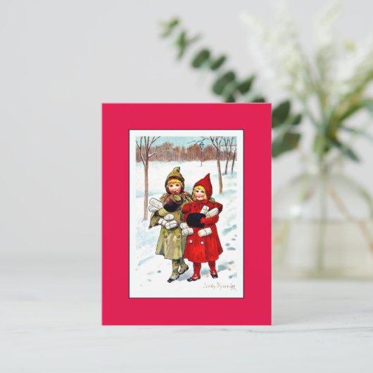 Nystrom - Kinder im Schnee (1), Kunst Postkarte (Stehend Vorderseite)
