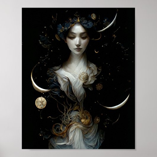 Nyx, Goddess of Night Surreal Fantasy Art Poster (Vorne)