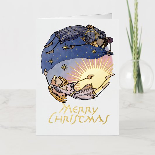 Nyx und Hespera (Nacht und Tag) Weihnachtskarte (Vorderseite)