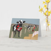 'NZ Christmas Cow Bell' Faltkarte Karte (Gelbe Blume)