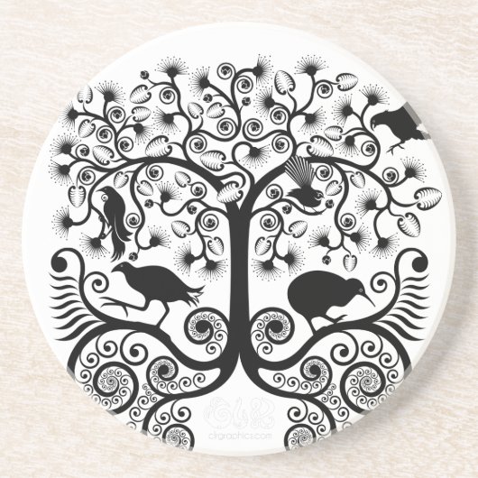 NZ gebürtige Vögel - Sandstein-Untersetzer Getränkeuntersetzer (Vorne)