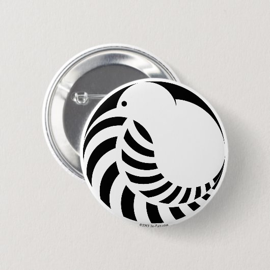 NZ Kiwi/silberner Farn Button (Vorne & Hinten)