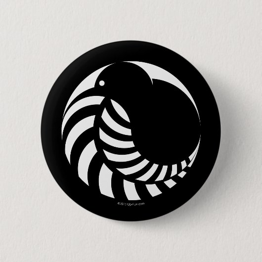 NZ Kiwi/silberner Farn-Emblem Button (Vorderseite)
