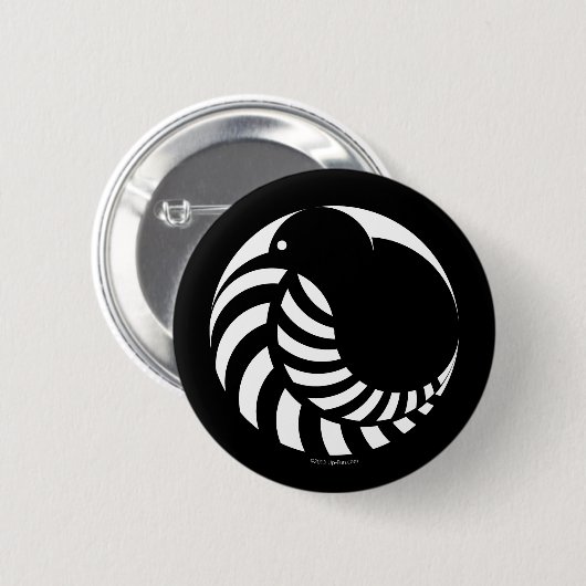 NZ Kiwi/silberner Farn-Emblem Button (Vorne & Hinten)