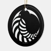 NZ Kiwi/silberner Farn-Emblem Keramikornament (Links)