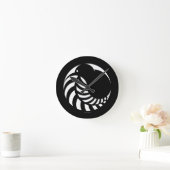NZ Kiwi/silberner Farn-Emblem Runde Wanduhr (Zuhause)