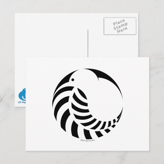 NZ Kiwi / Silver Fern Emblem Postkarte (Vorne/Hinten)