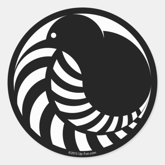 NZ Kiwi / Silver Fern Emblem Runder Aufkleber (Vorderseite)