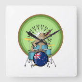 NZ Music Kiwi drumming Quadratische Wanduhr (Vorderseite)