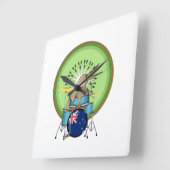 NZ Music Kiwi drumming Quadratische Wanduhr (Winkel)