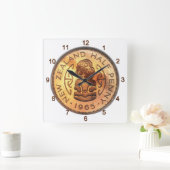 NZ Neuseeland Half Penny Tiki Clock Quadratische Wanduhr (Zuhause)